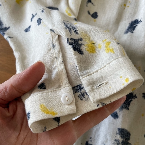 See U Soon Cream Blue Yellow Print Button Up Top - Picture 4 of 9